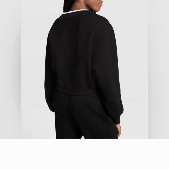 VS Pink Black V-Neck Cropped Sweatshirt Size Small - Picture 2 of 6
